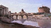 Jean-Baptiste-Camille Corot The Bridge and Castel Sant'Angelo with the Cuploa of St. Peter's oil painting artist